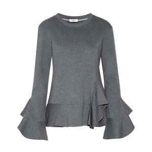 Goen. J Gray Ruffled cotton-jersey top